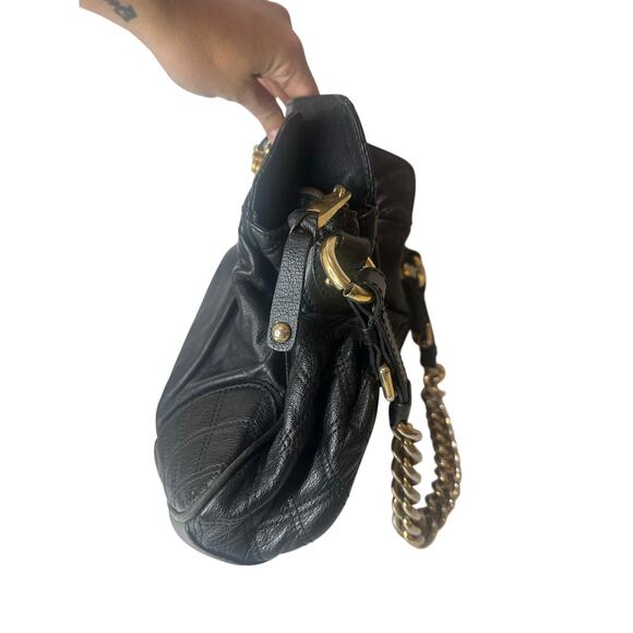 Marc Jacobs Stam Silvana Black Quilted Gold Hardware Leather Shoulder Bag - Picture 4 of 12